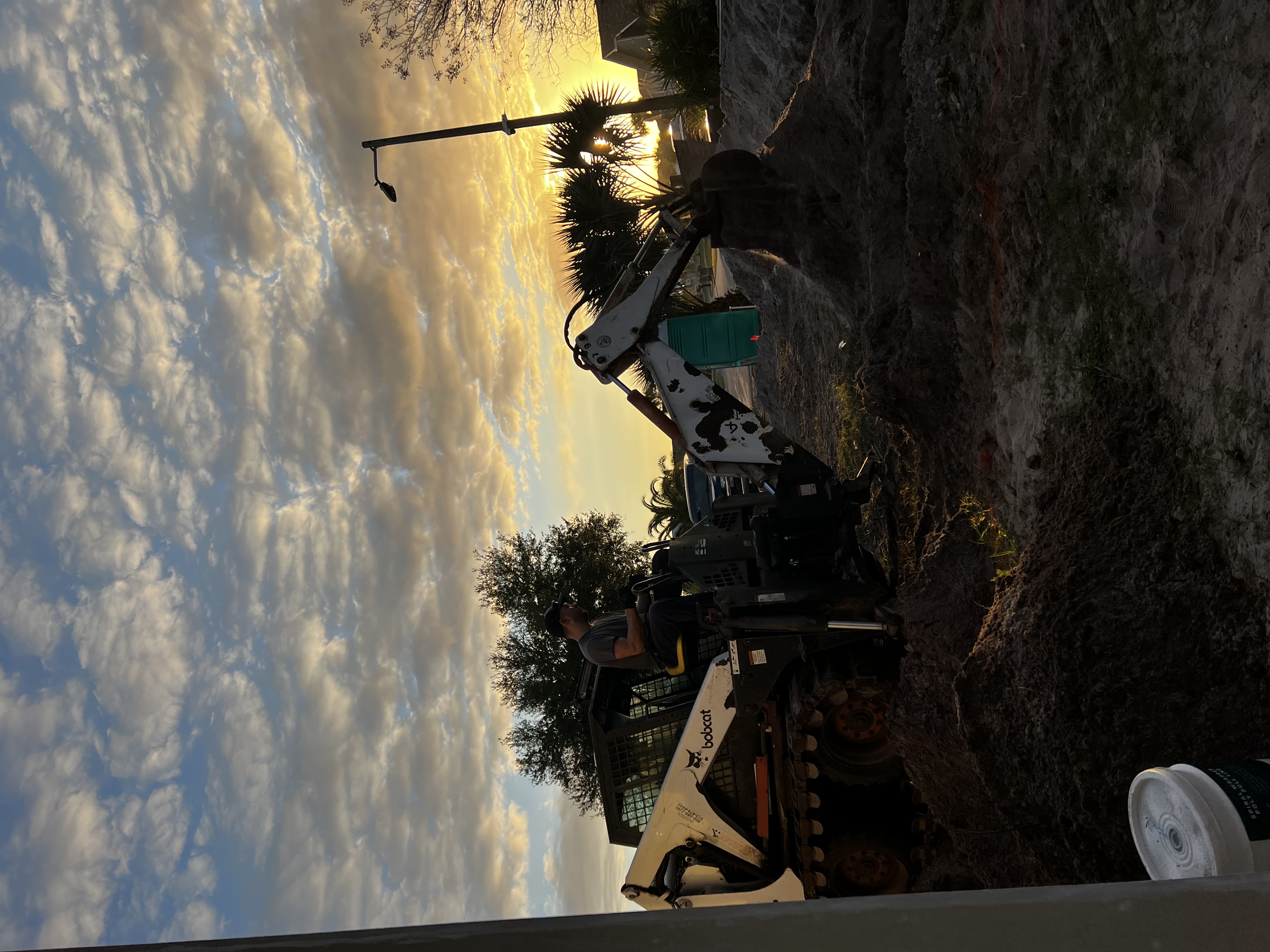 Construction at sunset